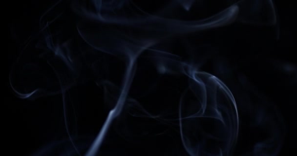 Fumaça flutuando lentamente através do espaço contra o fundo preto . — Vídeo de Stock