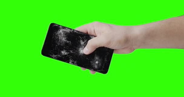 Teléfono roto en la mano — Vídeo de stock
