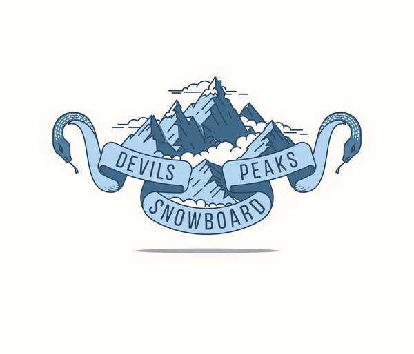 Devils picos snowboard — Vetor de Stock