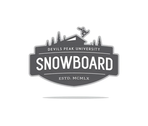 Snowboard üniversite Bw — Stok Vektör