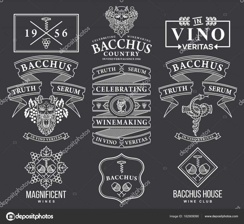 Wine badges and icons white on black set C ⬇ Vector Image by © PennaPazza Vector Stock 162909090