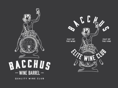  Bacchus Wine Club white on black clipart