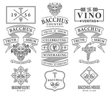 Şarap rozetleri ve simgeler beyaz sette C siyah