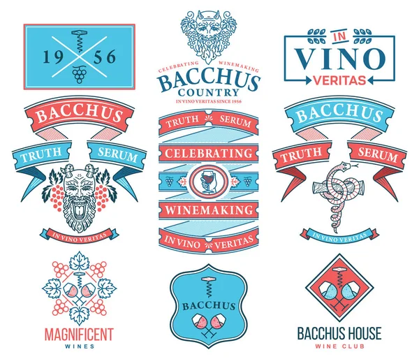 Şarap rozetleri ve simgeler kümesi C renkli