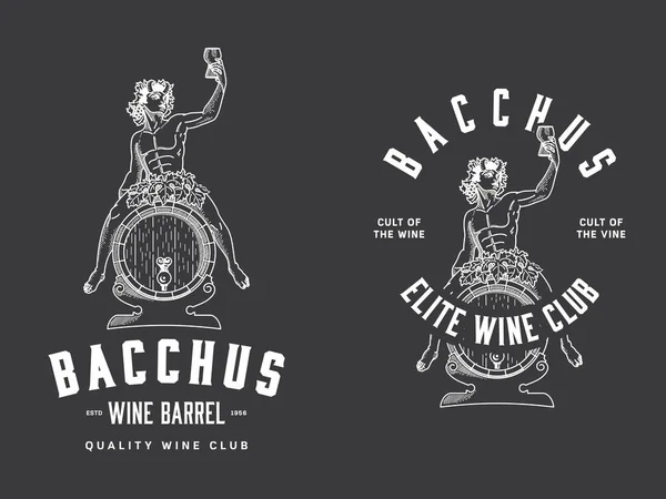 Bacchus Wijnabonnement wit op zwart — Stockvector