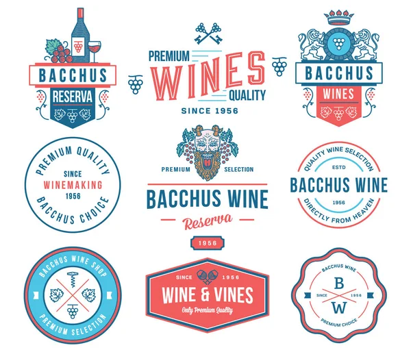 Şarap rozetleri ve renkli simgeleri bir dizi