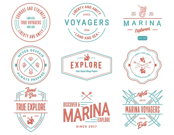 Colored Sea Badges Vol. 1 for any use — Stock Vector