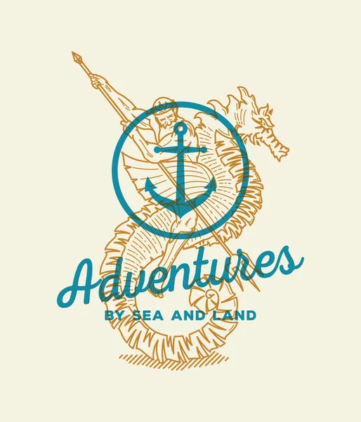 Adventure by sea and land — Stock Vector