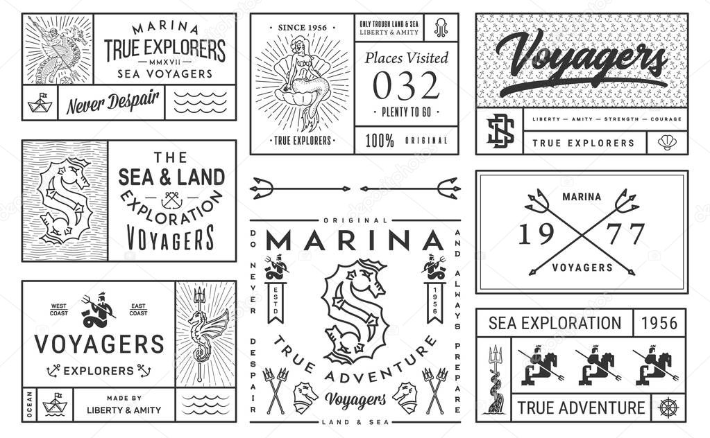 Black on White Vector Sea Badges Vol. 2 for any use