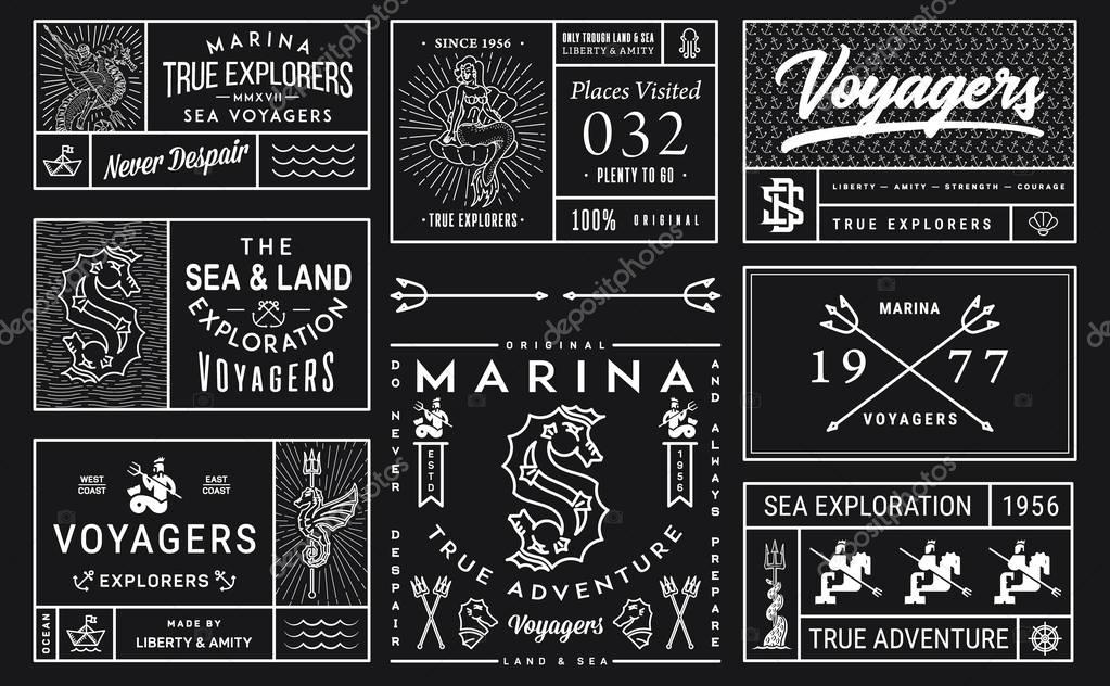Vector White on Black Sea Badges Vol. 2 for any use