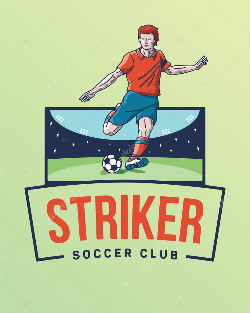 The goal striker is a vector illustration depicting a soccer player ready to kick a ball in goal