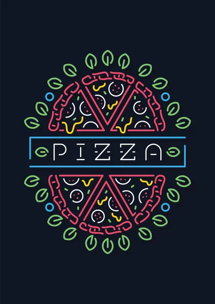 Pizza neon teken concept badge — Stockvector