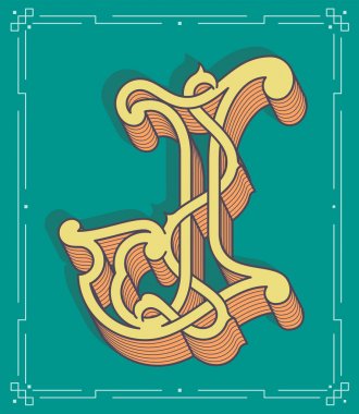 Renkli vektör çizim büyük harf J