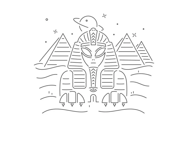 Svart Alien Sfinx vektor design på vit bakgrund — Stock vektor