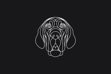 Bir Kan Tazısı köpeğinin portre modunda beyaz vektör çizimi