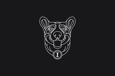 Bir Corgi köpeğinin portre kipinde beyaz vektör çizimi