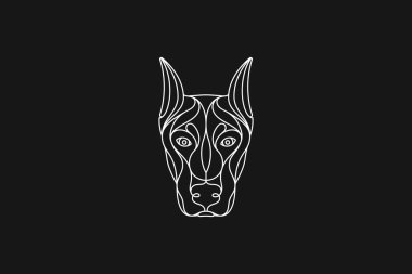 Portre kipinde Beyaz Doberman köpek vektör çizimi