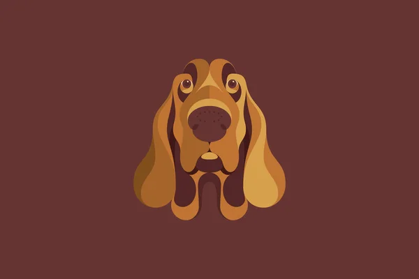 Ilustração Vetorial Colorida Modo Retrato Sobre Cão Bassethound —  Vetores de Stock