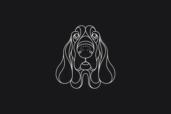 Vektor Illustration Porträttläge Bassethound Hund Vit Lineart — Stock vektor