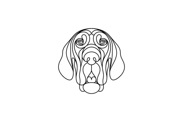 Μαύρη Διανυσματική Απεικόνιση Λειτουργία Πορτρέτο Για Ένα Σκυλί Κυνηγόσκυλο Αίματος — Διανυσματικό Αρχείο