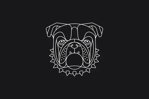 Ilustración Vectorial Negra Modo Retrato Sobre Bulldog — Vector de stock