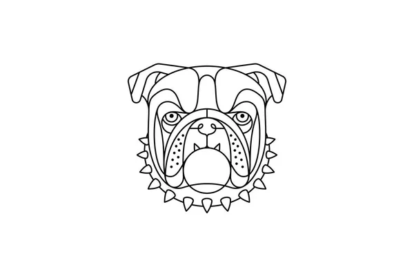 Ilustración Vectorial Negra Modo Retrato Sobre Bulldog — Archivo Imágenes Vectoriales