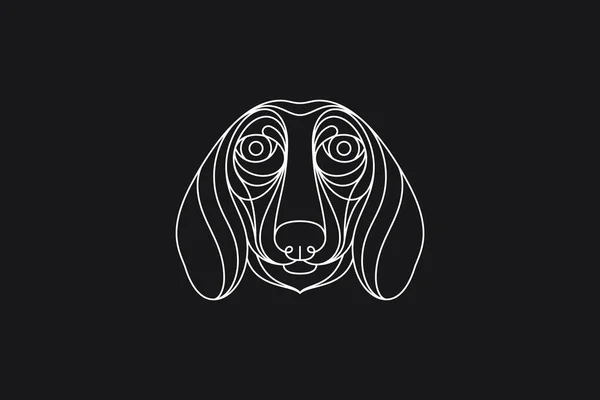 Λευκό Dachshund Σκυλί Διάνυσμα Εικονογράφηση Λειτουργία Πορτρέτο — Διανυσματικό Αρχείο