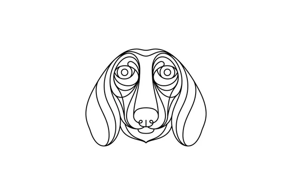 Balck Dachshund Dog Vector Illustration Portrait Mode — 스톡 벡터