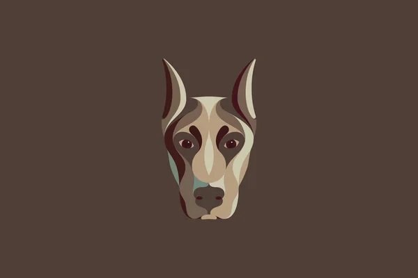 Gekleurde Doberman Hond Vector Illustratie Portret Modus — Stockvector