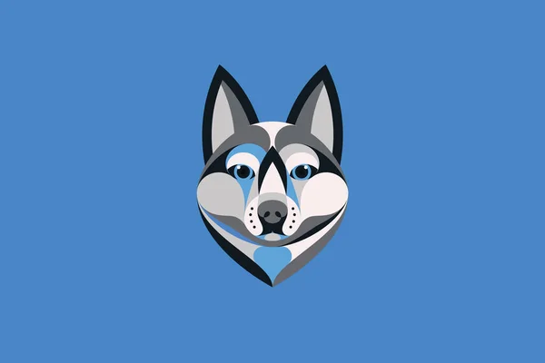 Χρωματιστά Huski Σκυλί Διάνυσμα Εικονογράφηση Λειτουργία Πορτρέτο — Διανυσματικό Αρχείο