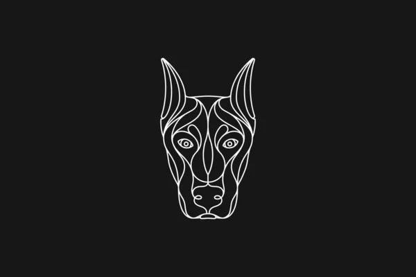 Witte Doberman Hond Vector Illustratie Portret Modus — Stockvector