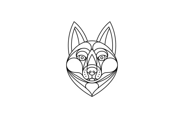 Czarny Pies Huski Wektor Ilustracji Trybie Portretowym — Wektor stockowy