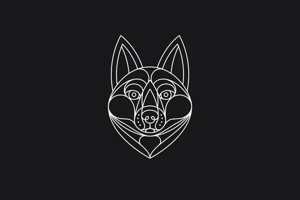 White Huski Dog Vector Illustration Portrait Mode — 스톡 벡터