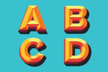 Renkli Vektör Harfleri A B C D Her kullanım için