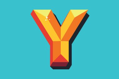 Herhangi bir kullanım için oyulmuş vektör harfi Y Rengi Pantone