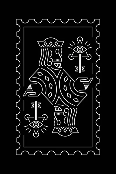 King Keys White Black Background Line Art Vector Design Σύμβολο — Διανυσματικό Αρχείο