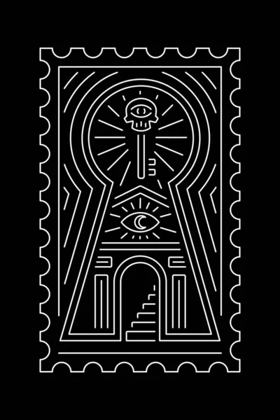 Замок Ключа Представляет Собой Белый Черном Фоне Художественный Вектор Символ — стоковый вектор