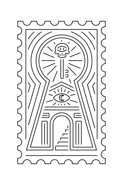 Замок Ключа Представляет Собой Черно Белую Линию Художественного Вектора Символ — стоковый вектор