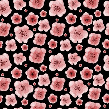 Suluboya el çekilmiş seamless modeli çiçekli