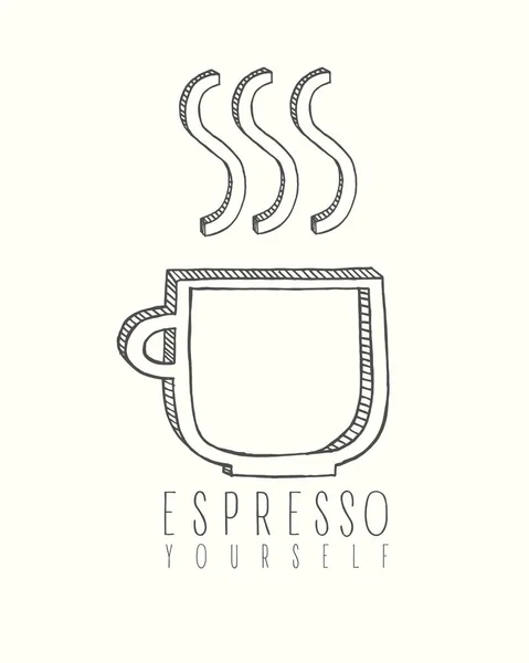 Vektor-Illustration einer Tasse heißen Kaffees mit Hipster-Schriftzug. — Stockvektor