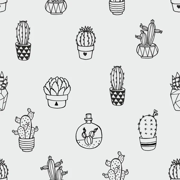 Modèle vectoriel sans couture avec cactus isolé sur un fond gris. Peut être utilisé pour le papier, tissu, mode, vêtements, T-shirt, rideaux, conception de serviettes de cuisine — Image vectorielle