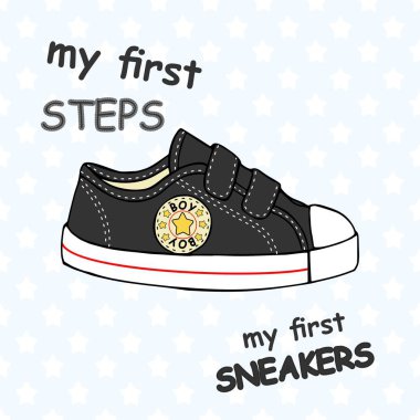 Çocuk şirin spor ayakkabı ayakkabı bağı (Klasik tasarım) nakış ve yazıt olmadan gösteren resim.