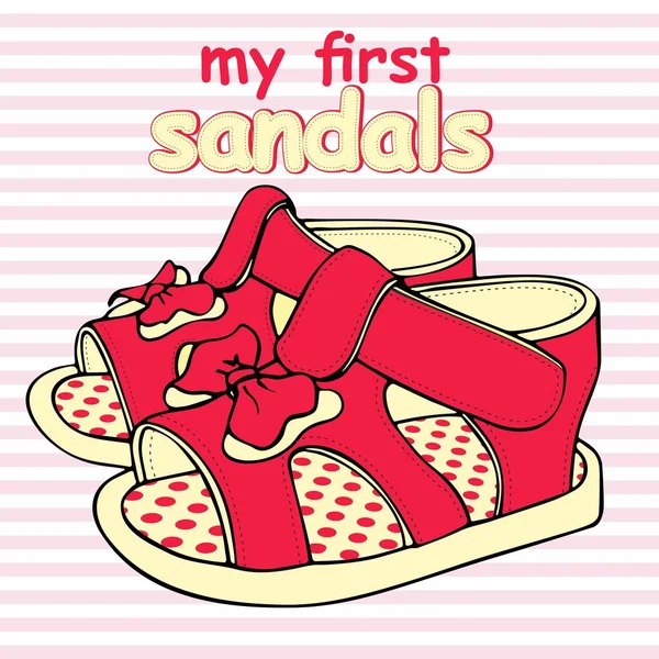 Sandales Colorées Pour Enfants Avec Des Arcs — Image vectorielle