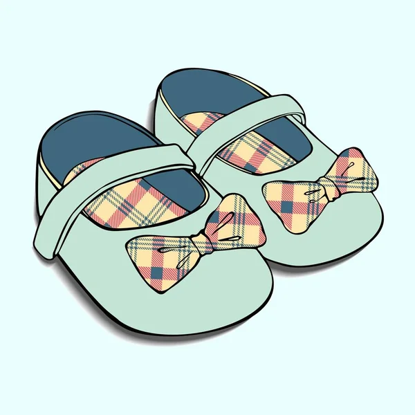 Dessins Chaussures Bébé Avec Arc Pour Les Filles — Image vectorielle