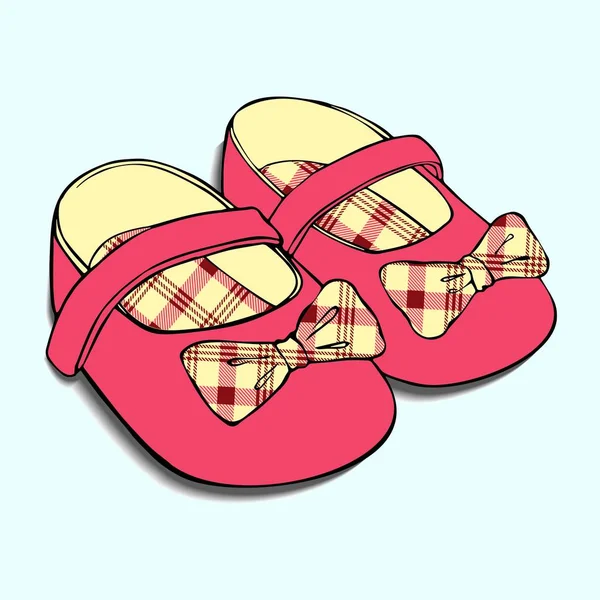 Dessins Chaussures Bébé Avec Arc Pour Les Filles — Image vectorielle