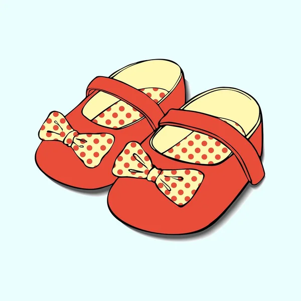 Dessins Chaussures Bébé Avec Arc Pour Les Filles — Image vectorielle