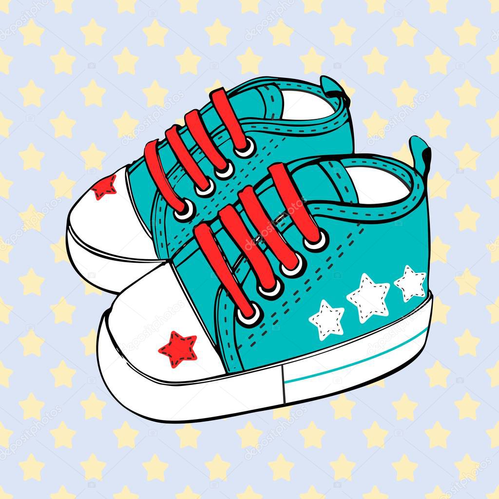 Vettoriale stockVettoriale Scarpe Sportive Bambini Bambino Ragazzo