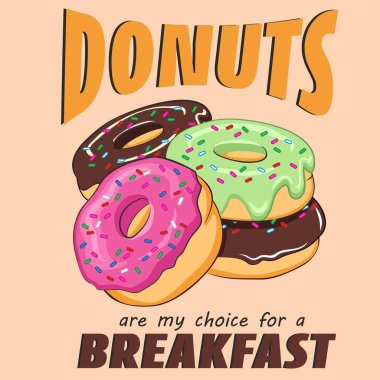 Tatlı vektör kartı. Rengarenk donuts kartıyla