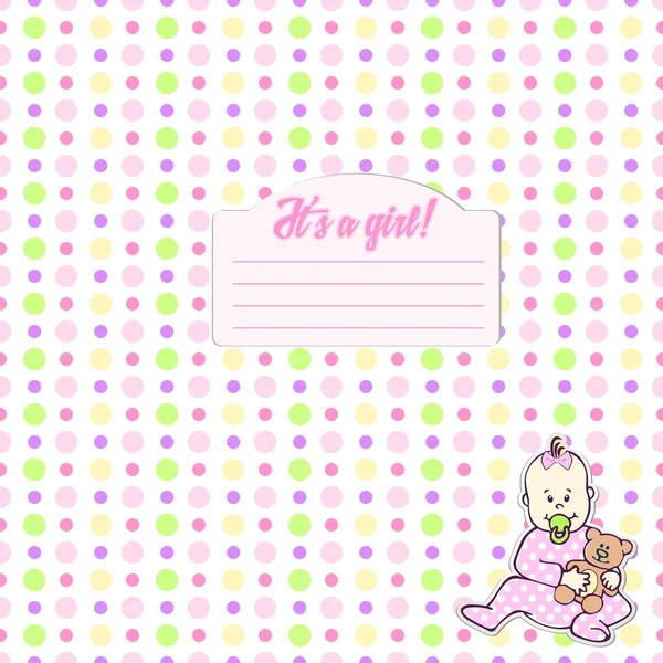 Милий безшовний візерунок для новонароджених дівчат в рожевих тонах. Може використовуватися для розробки карток, фотоальбомів, блокнота обкладинки, паперу або тканини . — стоковий вектор