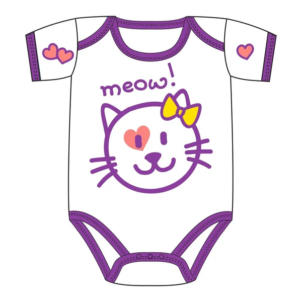 Ropa para niña recién nacida con lindo gato kawaii — Vector de stock